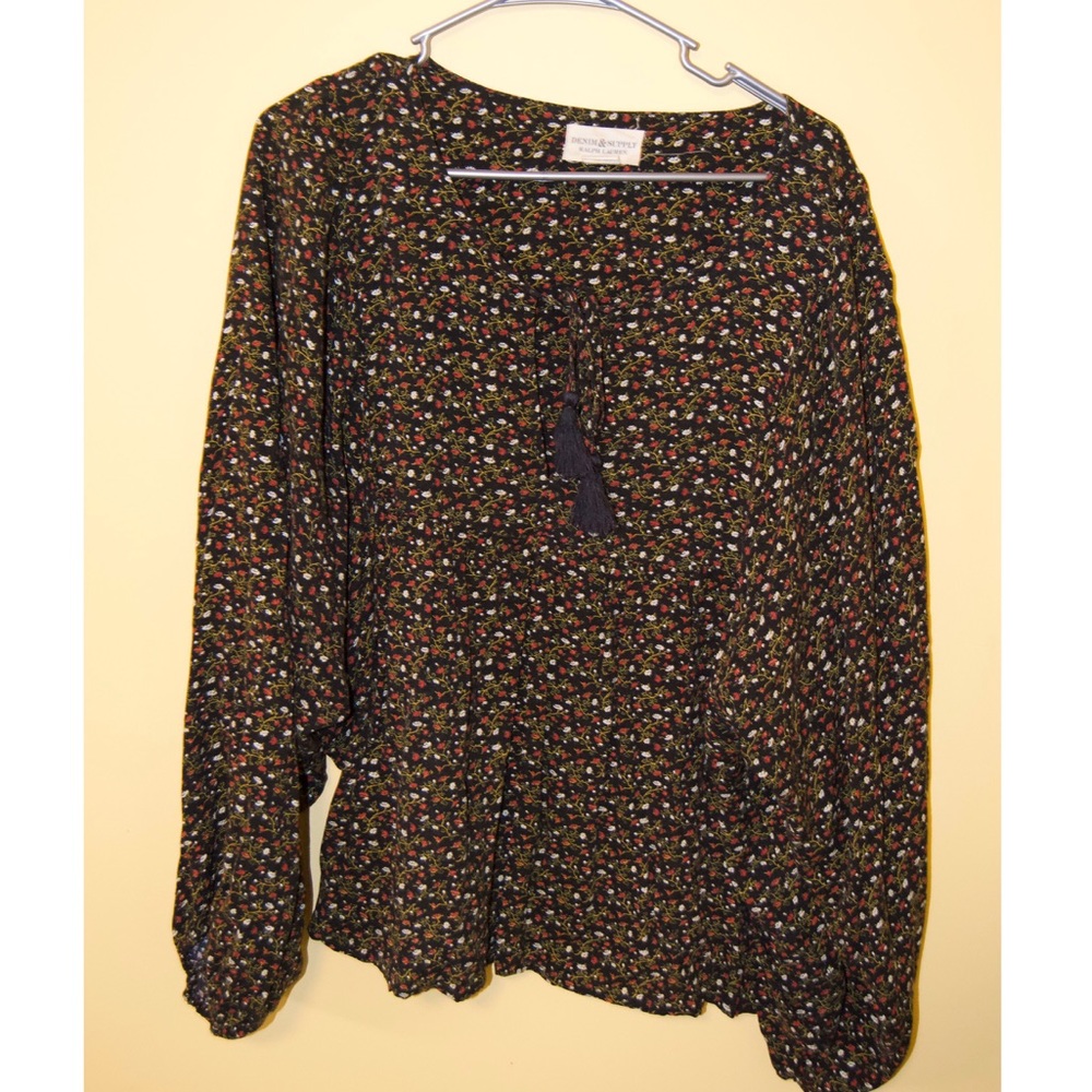 Floral Sinch Sleeve Babydoll Top